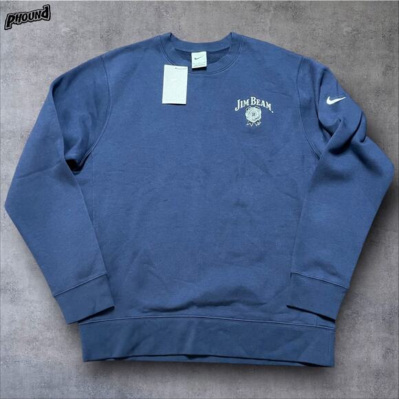 Nike Jim Beam Mens Size M Crewneck Sweatshirt Pullover Blue New NWT - Picture 1 of 8
